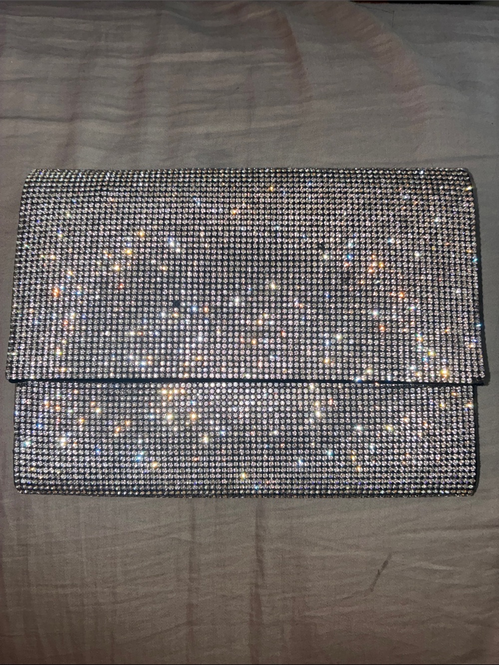 Silver Crystal Evening Clutch Bag
